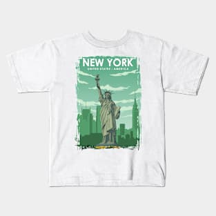 New York Statue of Liberty travel poster Kids T-Shirt